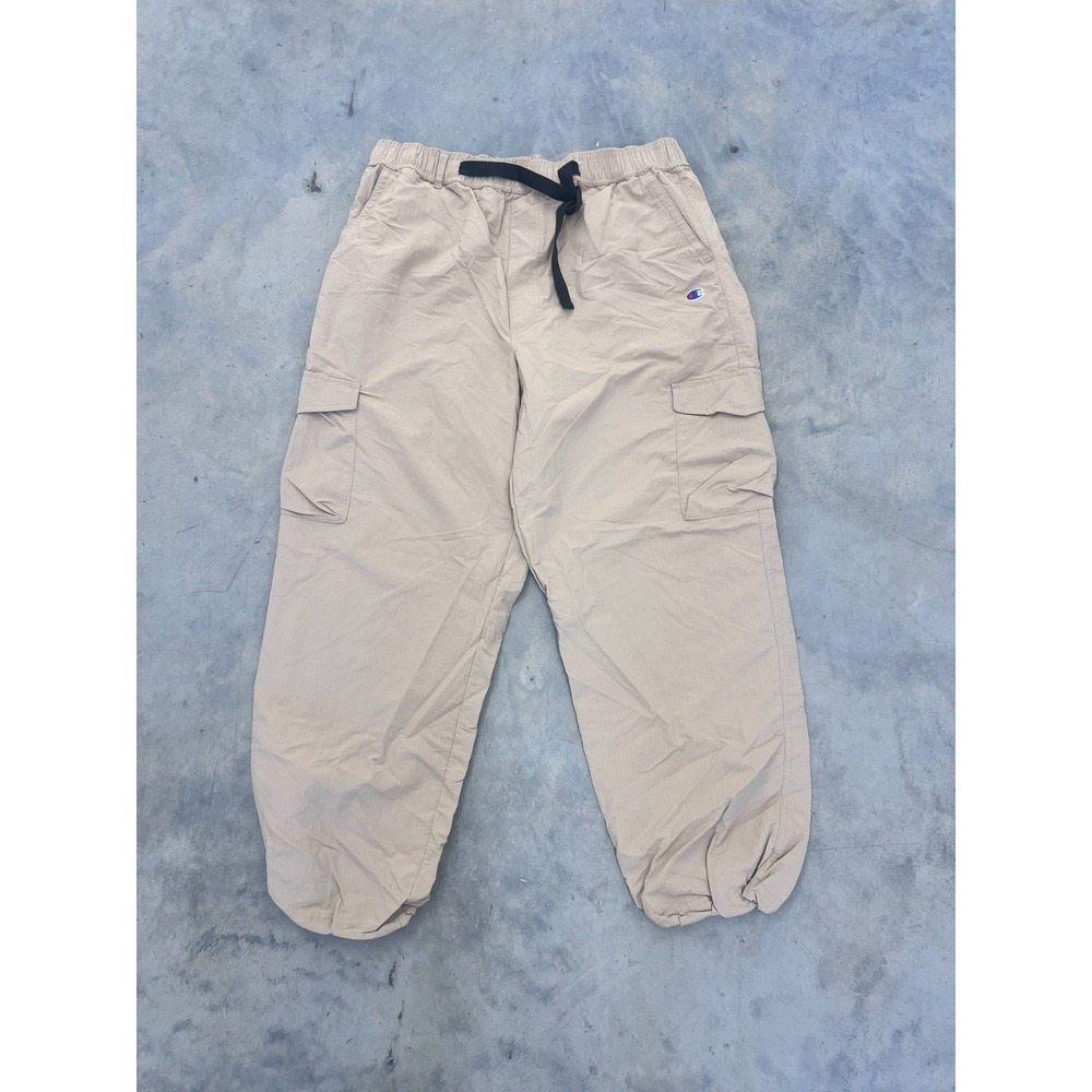 Champion Cargo Pants Mens XL Beige Belted Elastic Waist Utility Outdoor Hiking